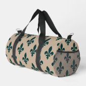 Fleur de Lis, Grün auf Beige, Royal, Ihr Name Duffle Bag (Rechte Ecke)