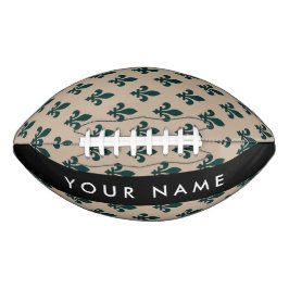 Fleur de Lis, Grün auf Beige, Royal, Ihr Name Football