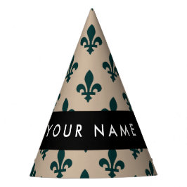 Fleur de Lis, Grün auf Beige, Royal, Ihr Name Partyhütchen