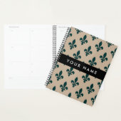 Fleur de Lis, Grün auf Beige, Royal, Ihr Name Planer (Anzeige)