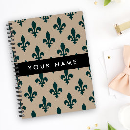 Fleur de Lis, Grün auf Beige, Royal, Ihr Name Planer