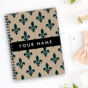 Fleur de Lis, Grün auf Beige, Royal, Ihr Name Planer