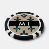 Fleur de Lis, Grün auf Beige, Royal, Ihr Name Pokerchips (Einzeln)
