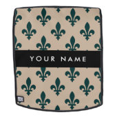 Fleur de Lis, Grün auf Beige, Royal, Ihr Name Rucksack (Abnehmbare Front)