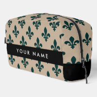 Fleur de Lis, Grün auf Beige, Royal, Ihr Name