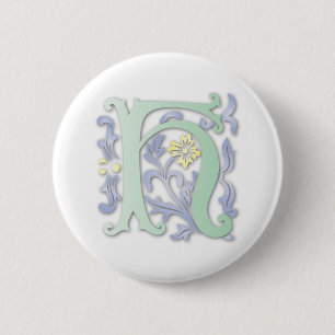 Fleur-de-lis H Monogramm Button