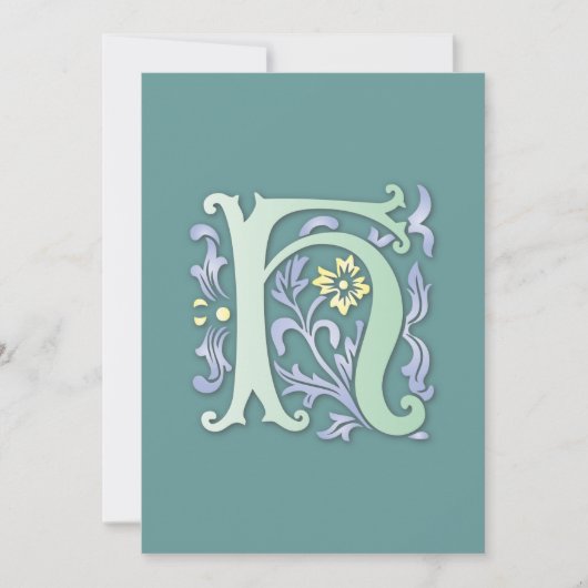Fleur-de-lis H Monogramm Einladung (Vorderseite)