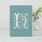 Fleur-de-lis H Monogramm Einladung (Stehend Vorderseite)