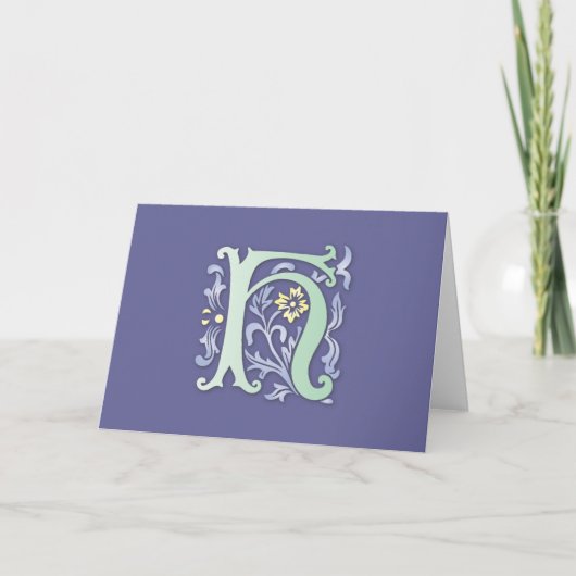 Fleur-de-lis H Monogramm Feiertagskarte (Vorderseite)