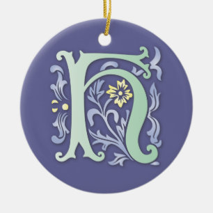 Fleur-de-lis H Monogramm Keramikornament