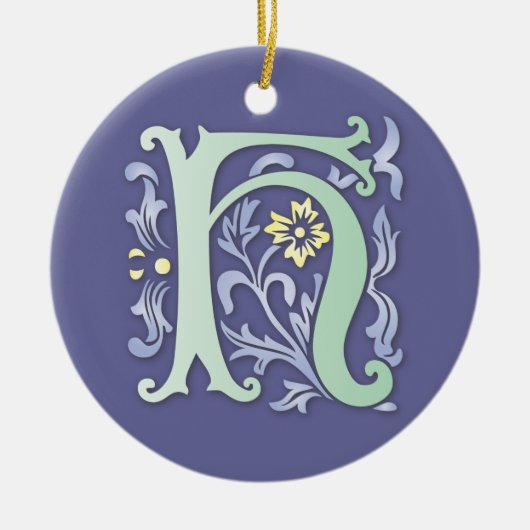 Fleur-de-lis H Monogramm Keramikornament (Vorne)