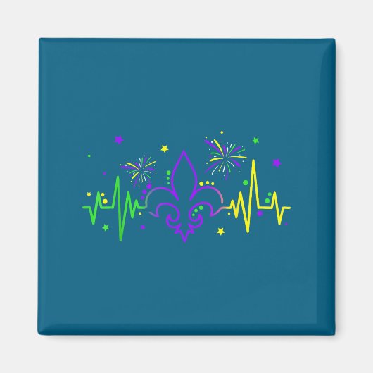 Fleur De Lis Heartbeat Nurse Mardi Gras Carnival M Magnet (Vorne)