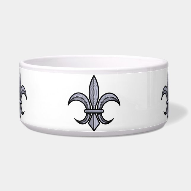 Fleur-de-Lis-Hundenapf (silber) Napf (Vorderseite)