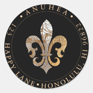 FLEUR DE LIS | IMITATS GOLD DAMASK RUNDER AUFKLEBER