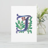 Fleur-de-lis J Monogram Einladung (Stehend Vorderseite)