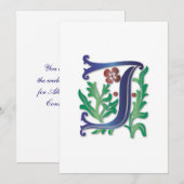 Fleur-de-lis J Monogram Einladung (Vorne/Hinten)