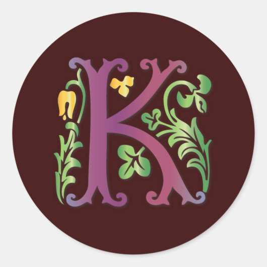 Fleur-de-lis-K-Monogramm Runder Aufkleber (Vorderseite)