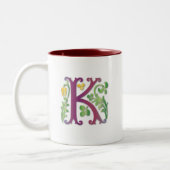 Fleur-de-lis-K-Monogramm Zweifarbige Tasse (Links)