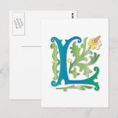 Fleur-de-lis L Monogramm Postkarte (Vorne/Hinten)