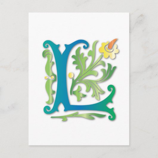Fleur-de-lis L Monogramm Postkarte (Vorderseite)