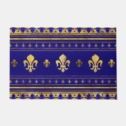 Fleur-de-lis - Lapis Lazuli und Gold Fußmatte (Vorderseite)