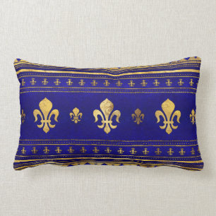 Fleur-de-lis - Lapis Lazuli und Gold Lendenkissen