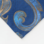 Fleur-de-lis Luxus-Ornament - blauer Marmor Fleecedecke (Ecke)