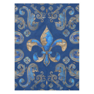 Fleur-de-lis Luxus-Ornament - blauer Marmor Tischdecke