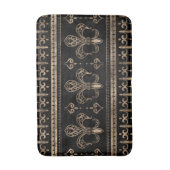 Fleur-de-lis Luxus-Ornament - Schwarz und Gold Badematte (Vorderseite Vertikal)