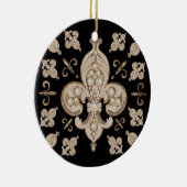 Fleur-de-lis Luxus Perle und Goldverzierungen Keramik Ornament (Rechts)