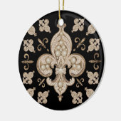Fleur-de-lis Luxus Perle und Goldverzierungen Keramik Ornament (Links)