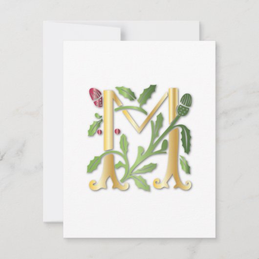 Fleur-de-lis M Monogramm Einladung (Vorderseite)