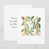 Fleur-de-lis M Monogramm Einladung (Vorne/Hinten)