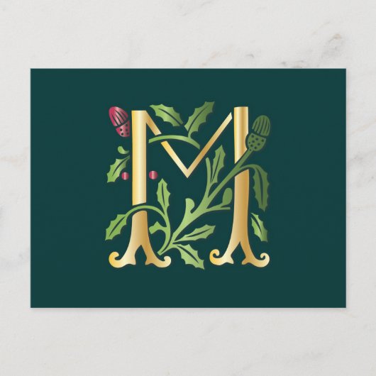 Fleur-de-lis M Monogramm Postkarte (Vorderseite)