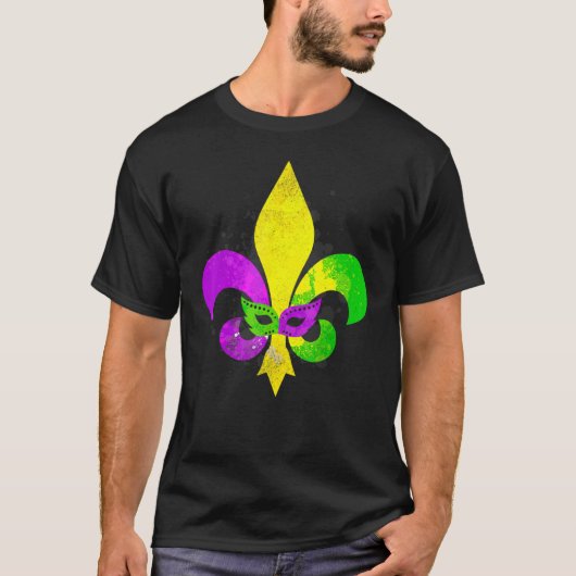 Fleur De Lis Mardi Gras Mask New Orleans Carnival  T-Shirt (Vorderseite)