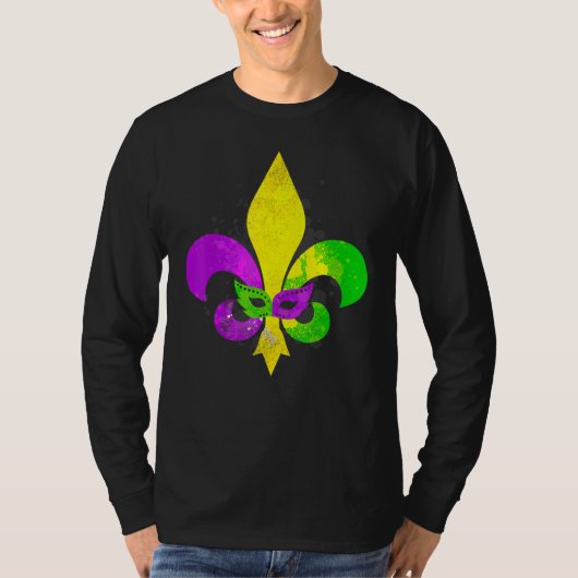 Fleur De Lis Mardi Gras Mask New Orleans Carnival T-Shirt (Vorderseite)