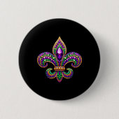 Fleur-de-lis Mardi Gras Symbol Karnevalsparade Cos Button (Vorderseite)