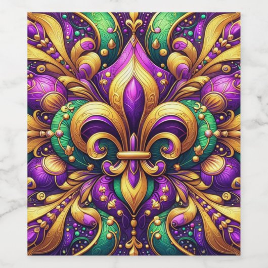fleur de lis mardi gras weinetikett (Einzelnes Label)