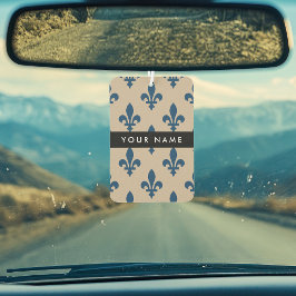 Fleur de Lis, Marineblau auf Beige, Royal, Ihr Nam Autolufterfrischer