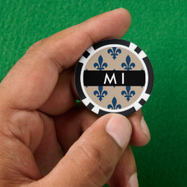 Fleur de Lis, Marineblau auf Beige, Royal, Ihr Nam Pokerchips