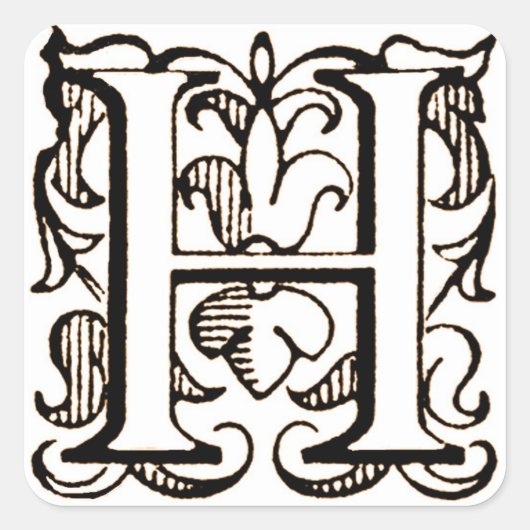Fleur de Lis Monogramm 'H' - Aufkleber (Vorderseite)
