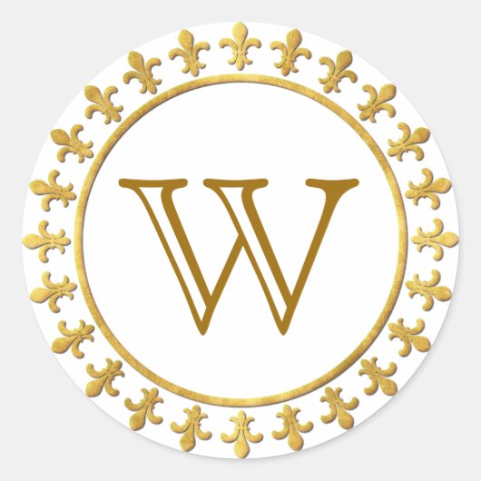 Fleur-de-lis-Monogramm Runder Aufkleber (Vorderseite)