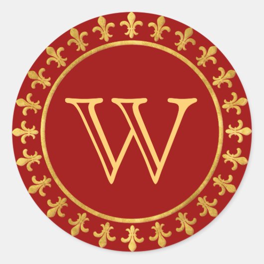 Fleur-de-lis-Monogramm Runder Aufkleber (Vorderseite)