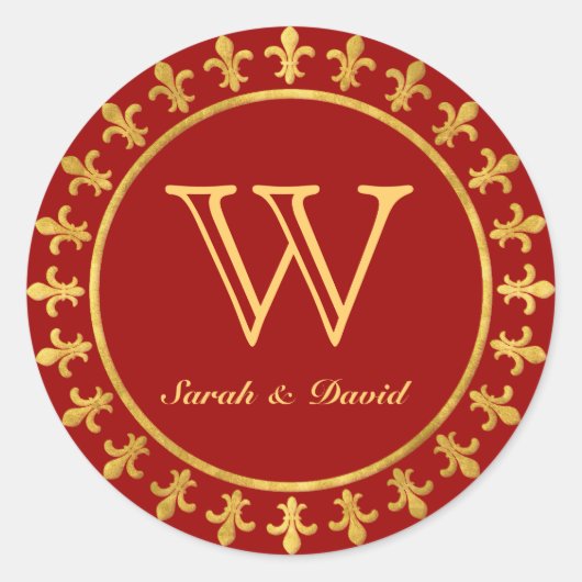 Fleur-de-lis-Monogramm Runder Aufkleber (Vorderseite)