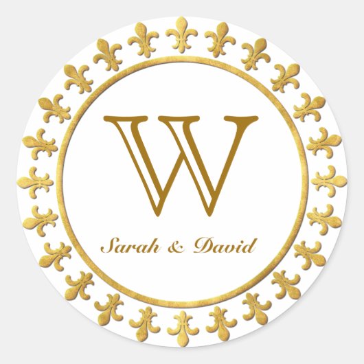 Fleur-de-lis-Monogramm Runder Aufkleber (Vorderseite)