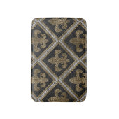 Fleur-de-lis-Mosaikfliesen Muster schwarz und gold Badematte (Vorderseite Vertikal)