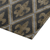 Fleur-de-lis-Mosaikfliesen Muster schwarz und gold Schneidebrett (Ecke)