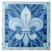 Fleur-de-lis - Mosaikkunst aus blauem Marmor Fliese (Vorderseite)