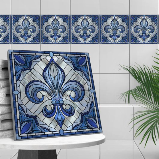 Fleur-de-lis - Mosaikkunst aus Glas Fliese