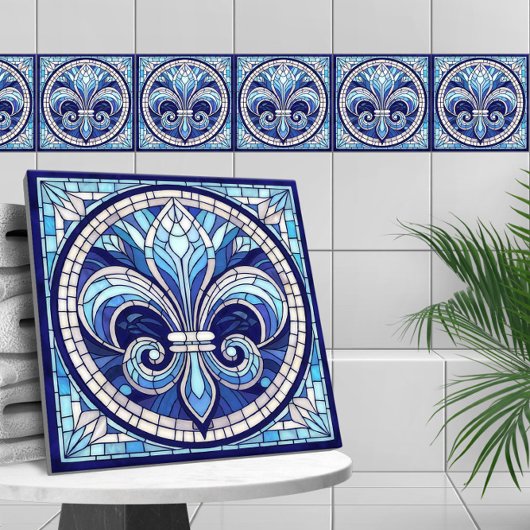 Fleur-de-lis - Mosaikkunst aus Glas Fliese